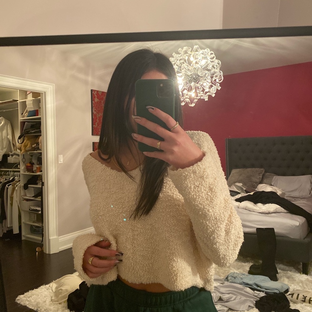 Free people cream cropped sweater